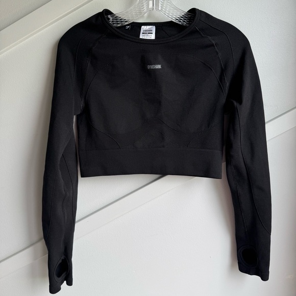 Gym Shark Flex Sports Long Sleeve Crop Top Black/Charcoal
Women's size M - Picture 7 of 11